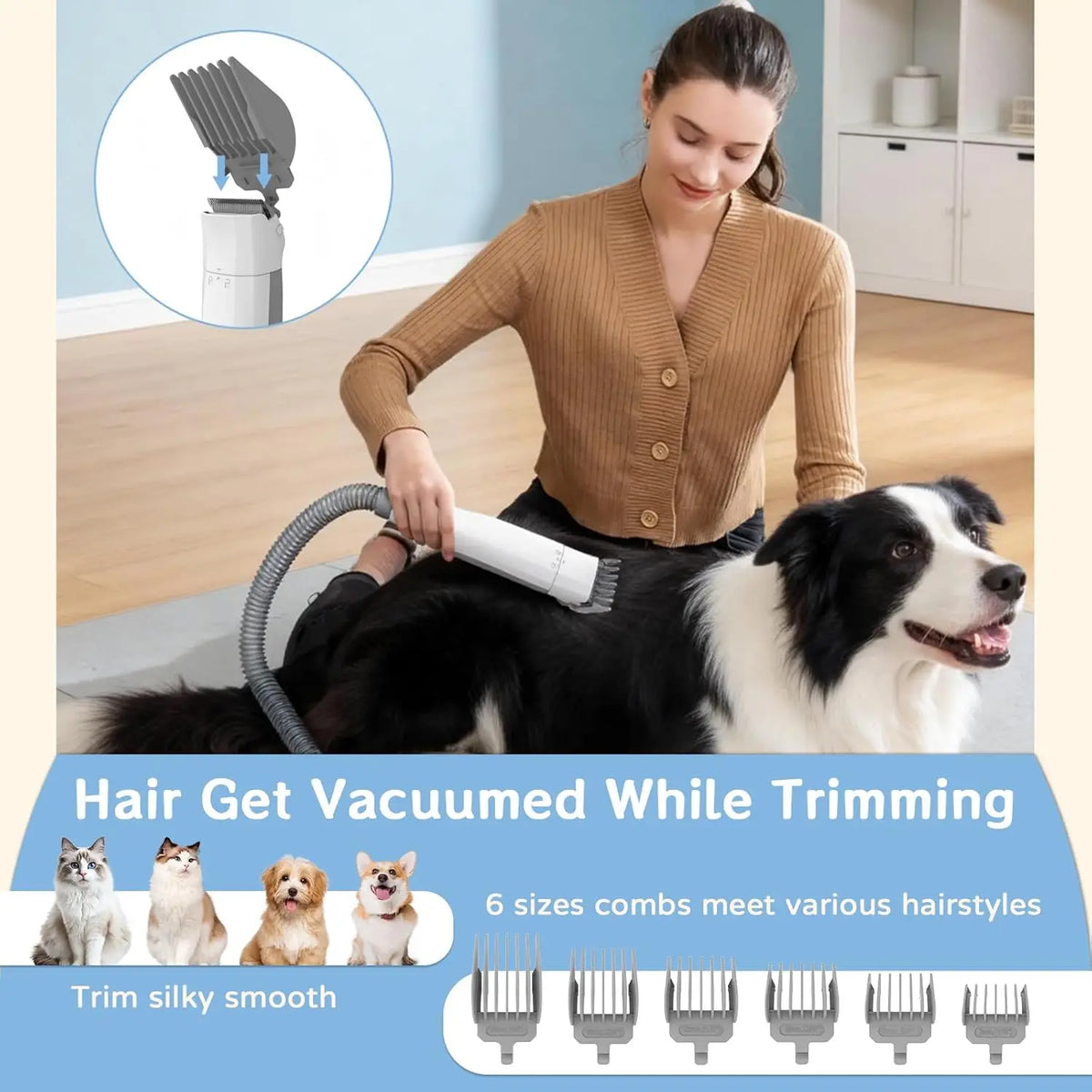 Powerful Dog Grooming Vacuum Kit For Cats And Dogs With Trimmer
