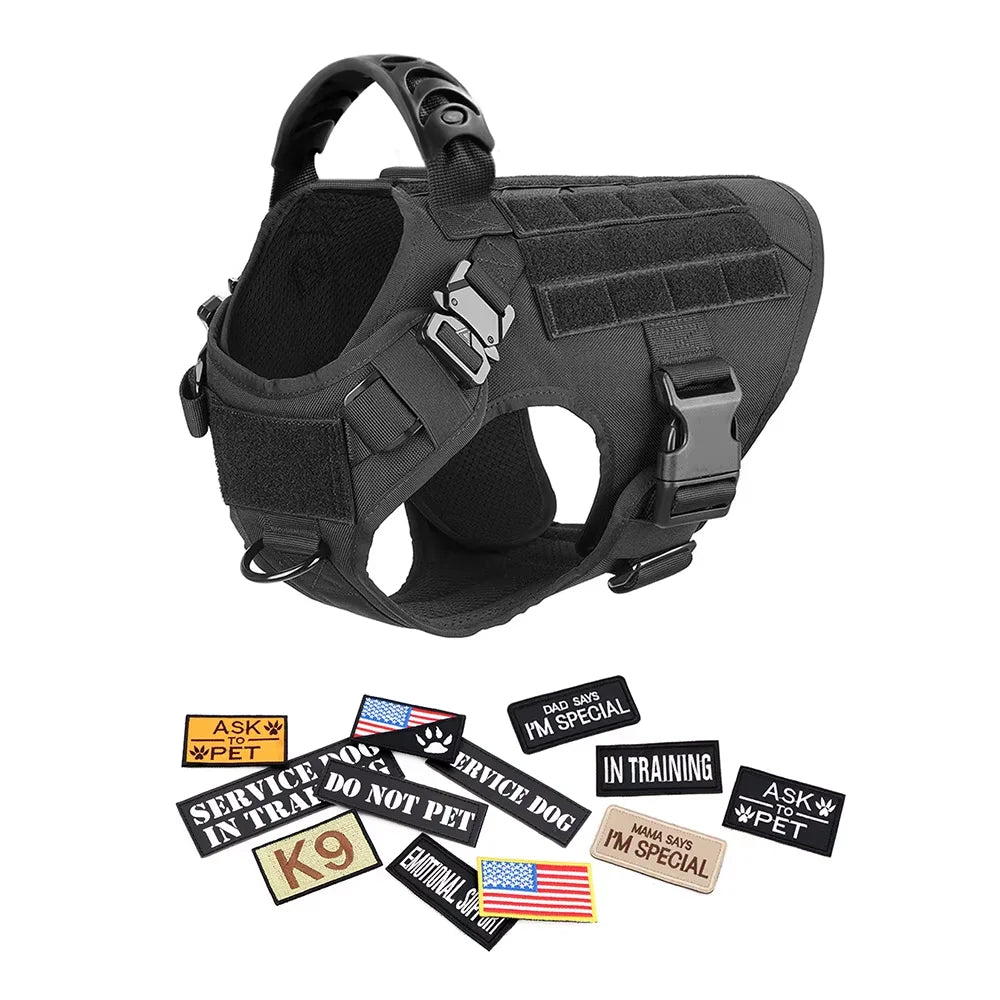 PetraVel Elite Padded Tactical Dog Harness Quick Release For Large K9 Training