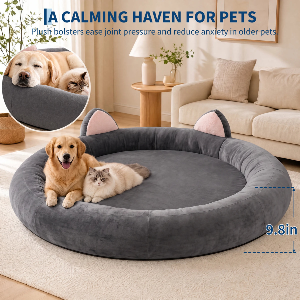 Orthopedic Dog Bed Memory Foam Bolster Large Senior Dogs