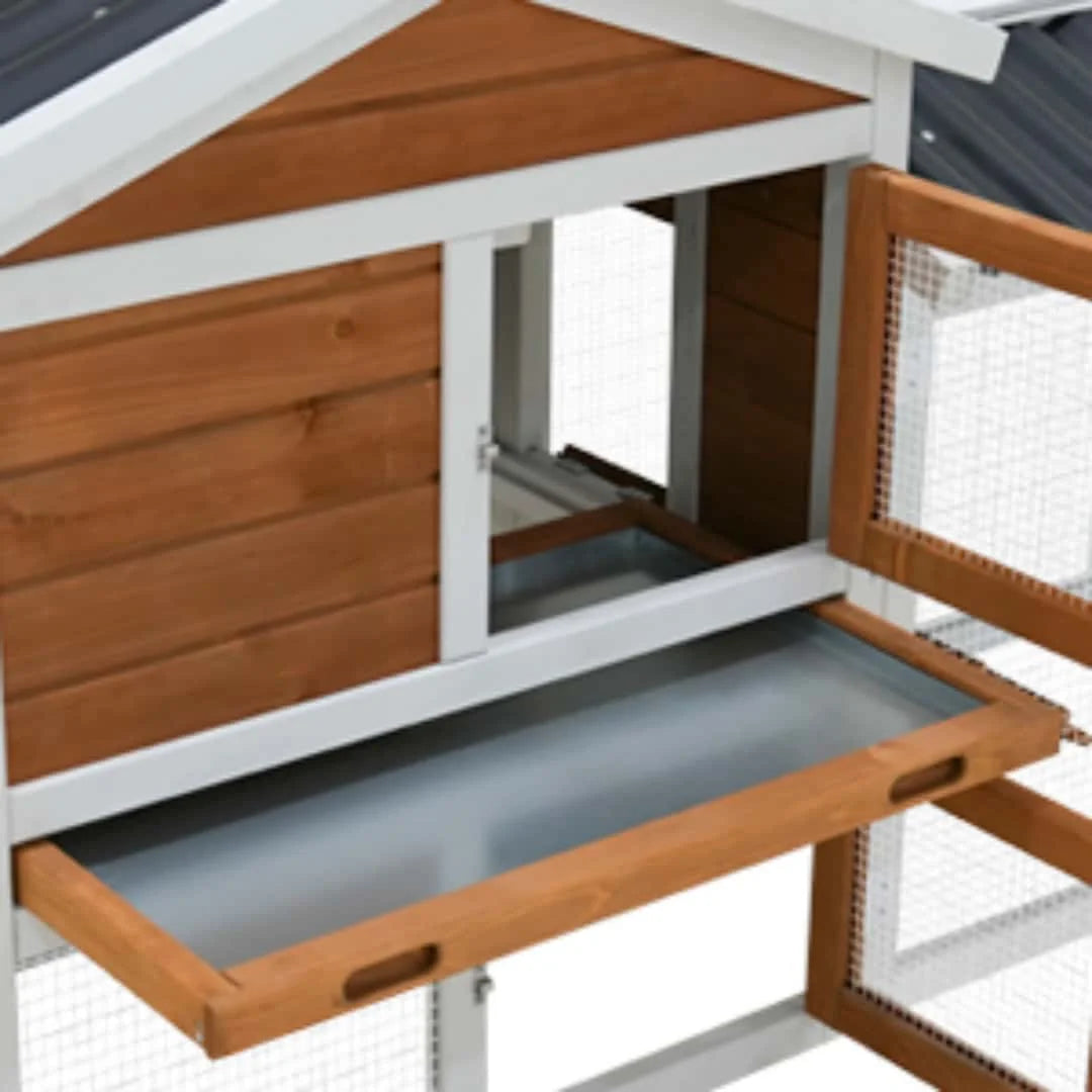 Sturdy 2 Tier Rabbit Hutch With Waterproof Roof And Metal Tray For Small Pets