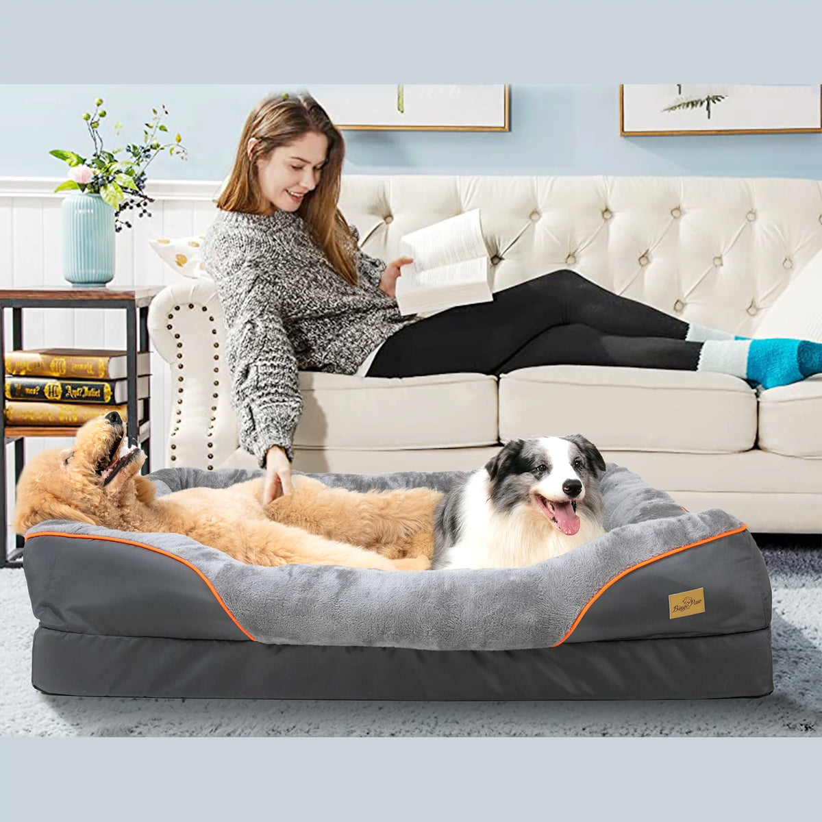 Bingopaw Large Dog Bed Ultra Soft Fleece Removable Washable Cover