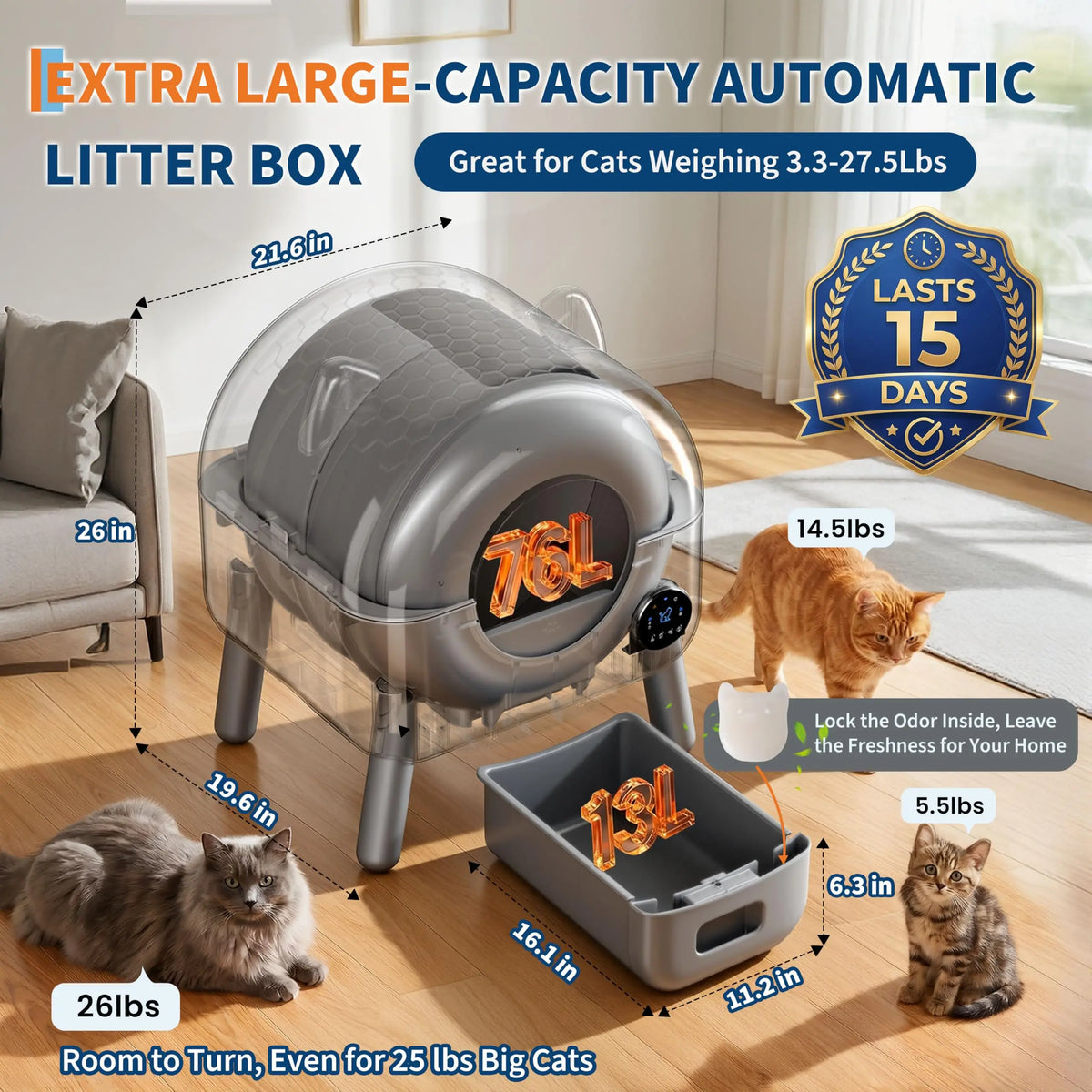 Premium HiMiss Self Cleaning Cat Litter Box For Pet Lovers