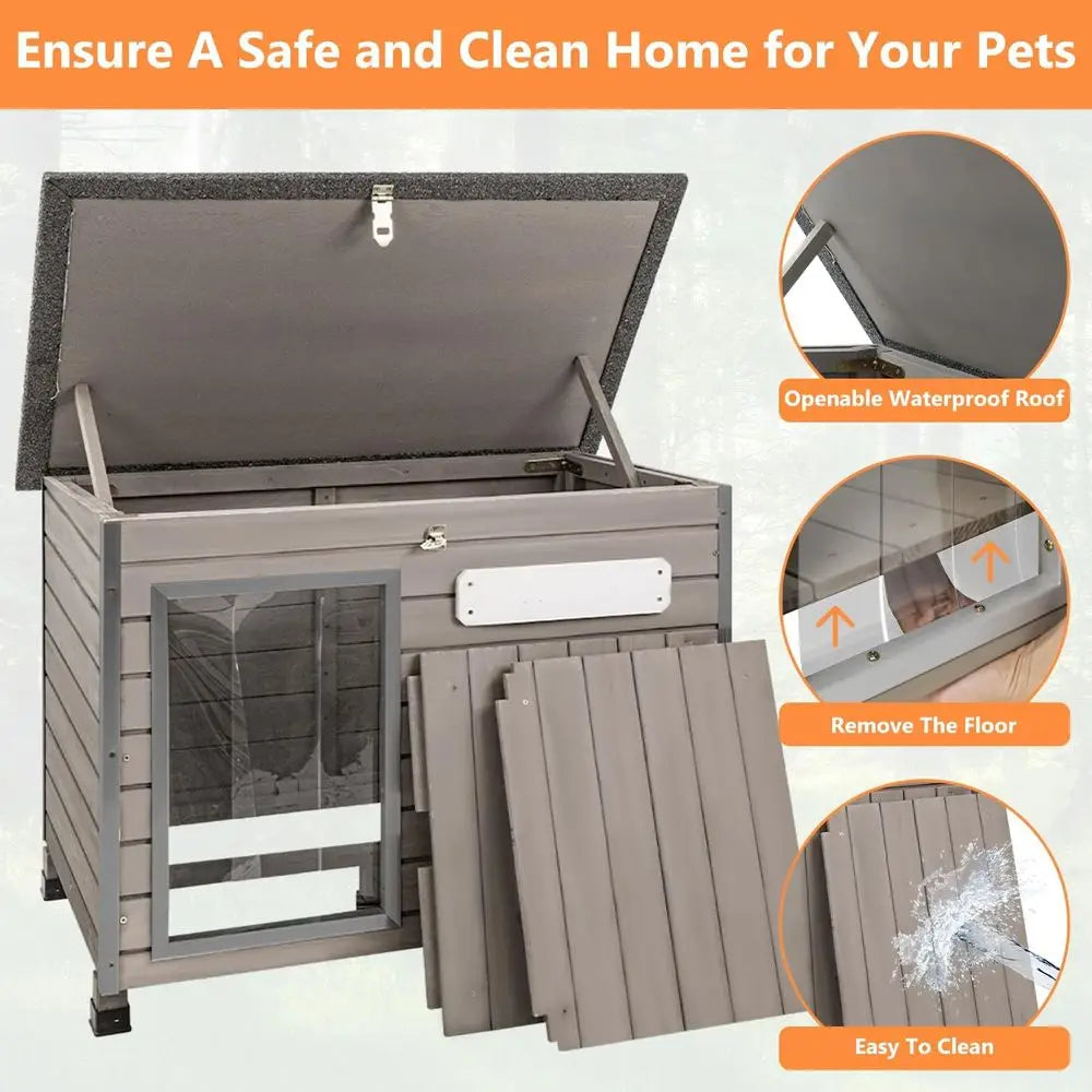 Anti Chew Solid Wood Dog House Weather Kennel Small Dogs