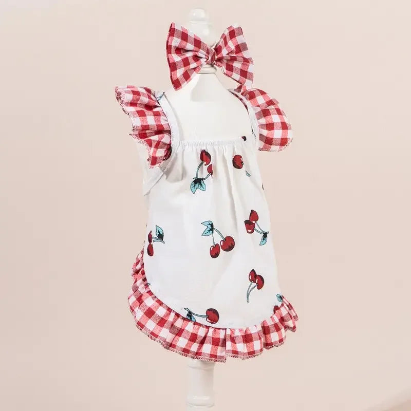 Adorable Printed Pet Dress With Bow For Puppies And Cats