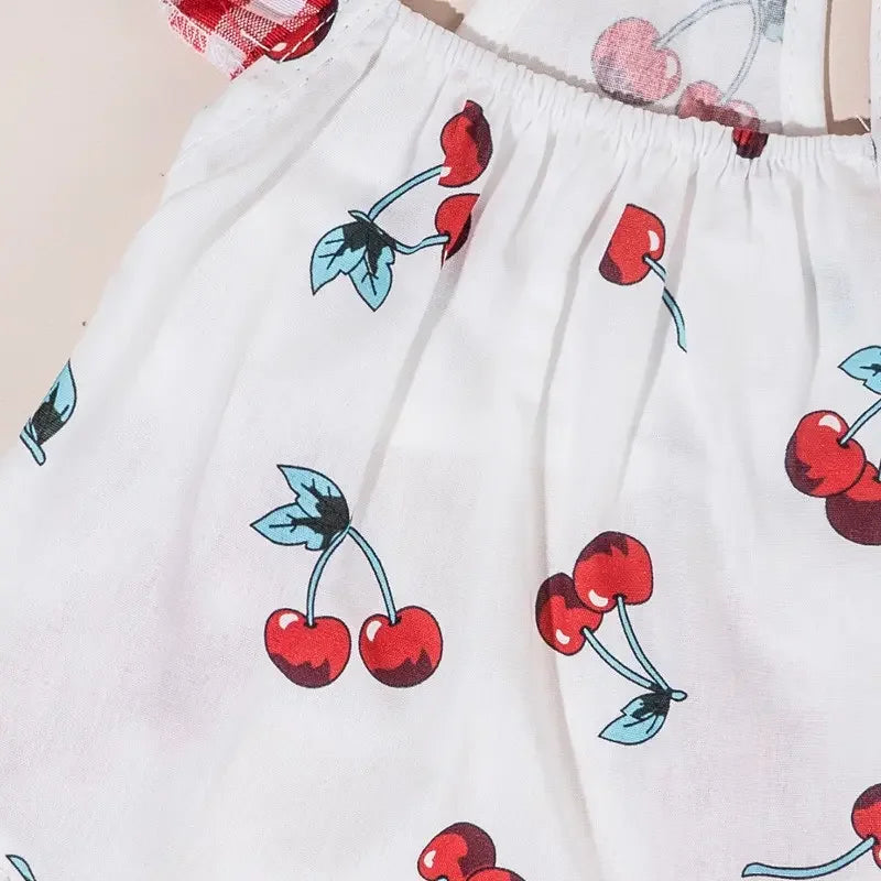 Adorable Printed Pet Dress With Bow For Puppies And Cats