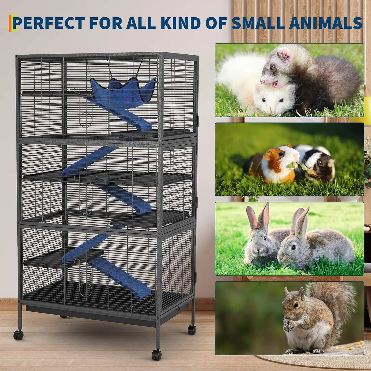 TwisterCk Durable Multi Level Small Pet Cage For Ferrets And Rodents