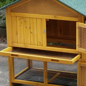 Spacious Outdoor Rabbit Hutch With Easy Clean Tray For Pets