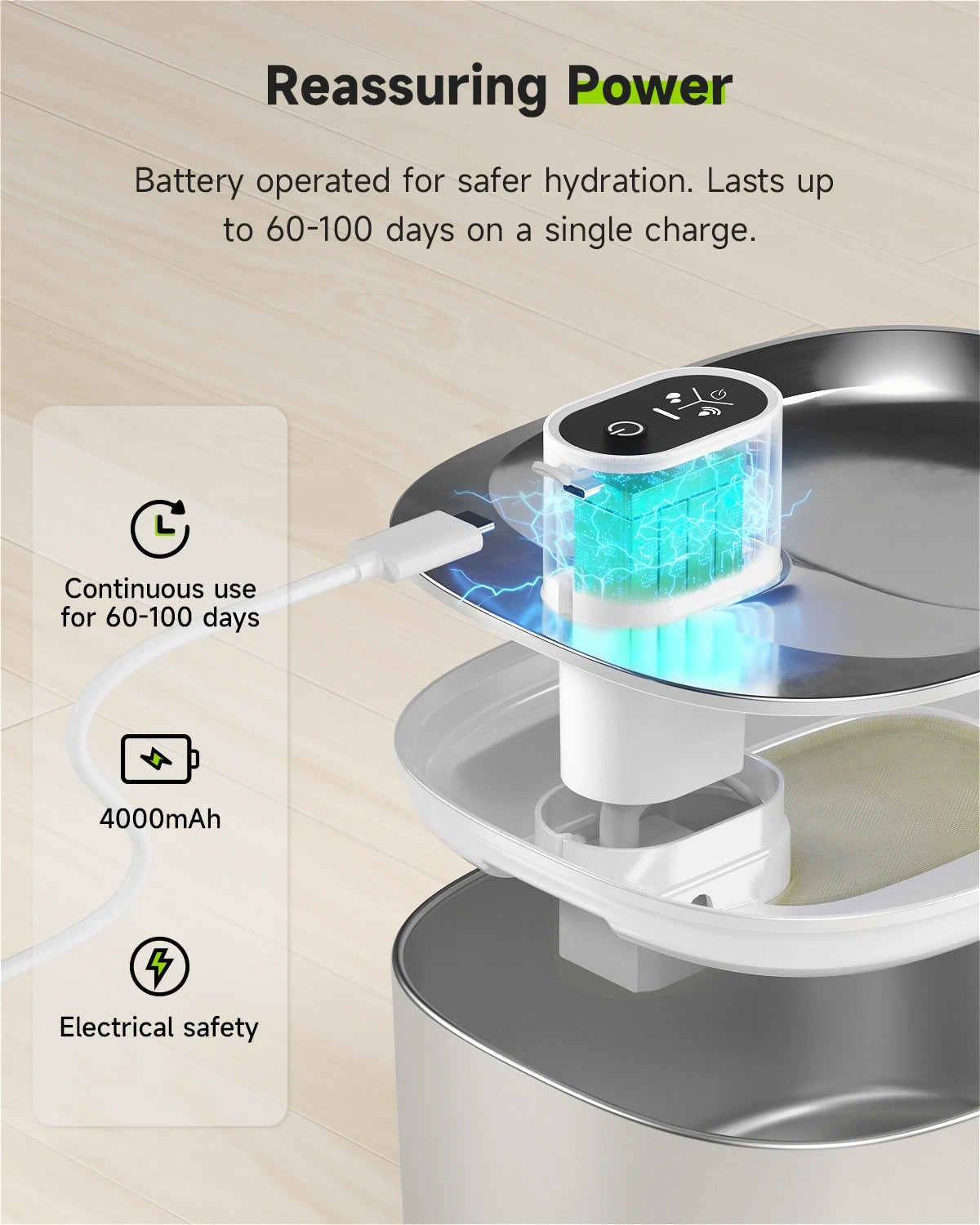 APETDOLA Pro Wireless Cat Dog Water Fountain Auto Sensor 4L