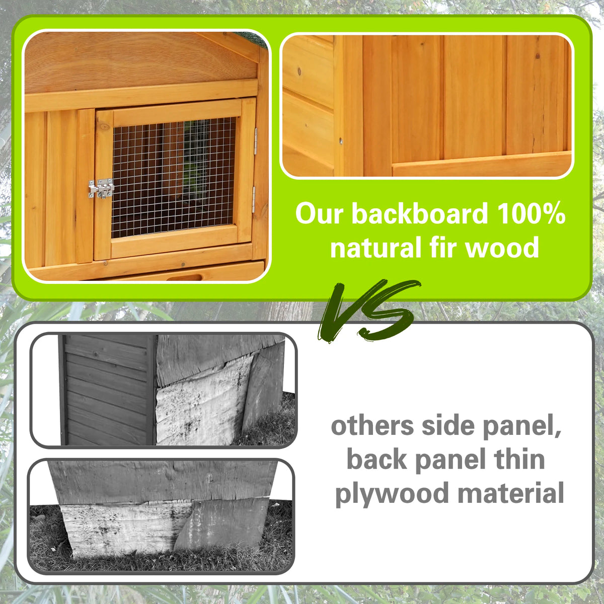 Spacious Outdoor Rabbit Hutch With Easy Clean Tray For Pets