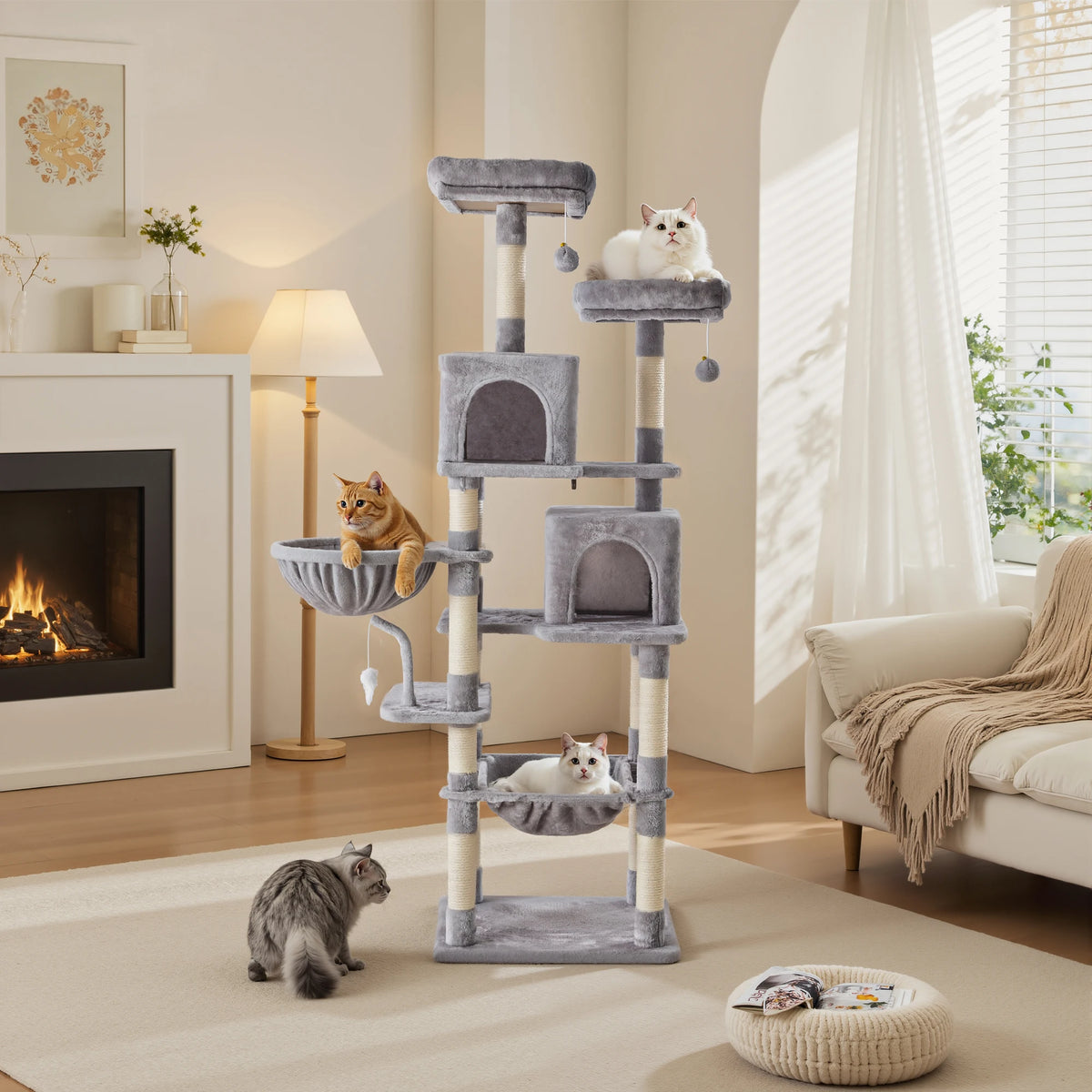 JHK 71In Premium Cat Tree With Secure Base For Indoor Cats