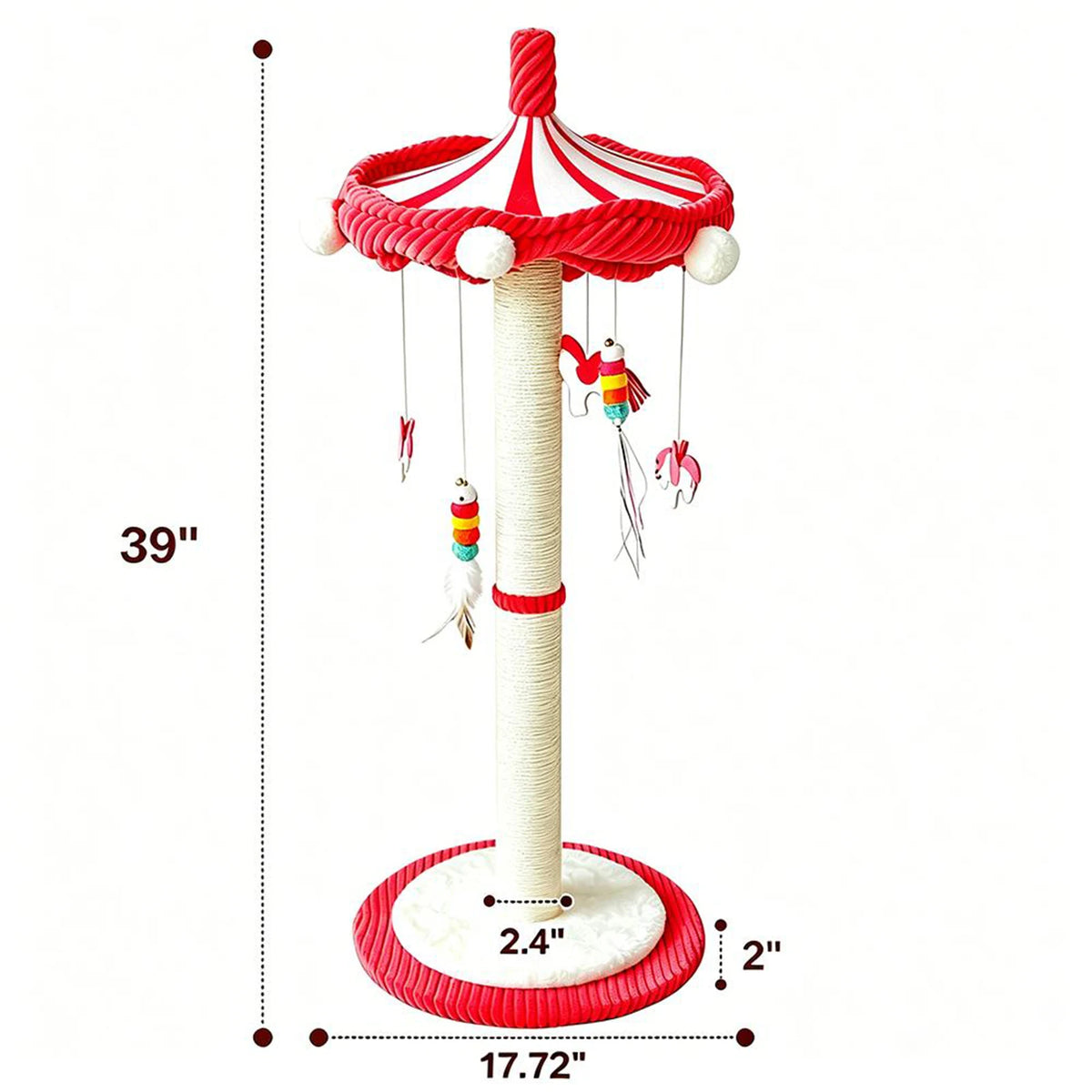 CWV 39 Inches Carousel Cat Tree Scratching Post With Rotating Toy For Cats