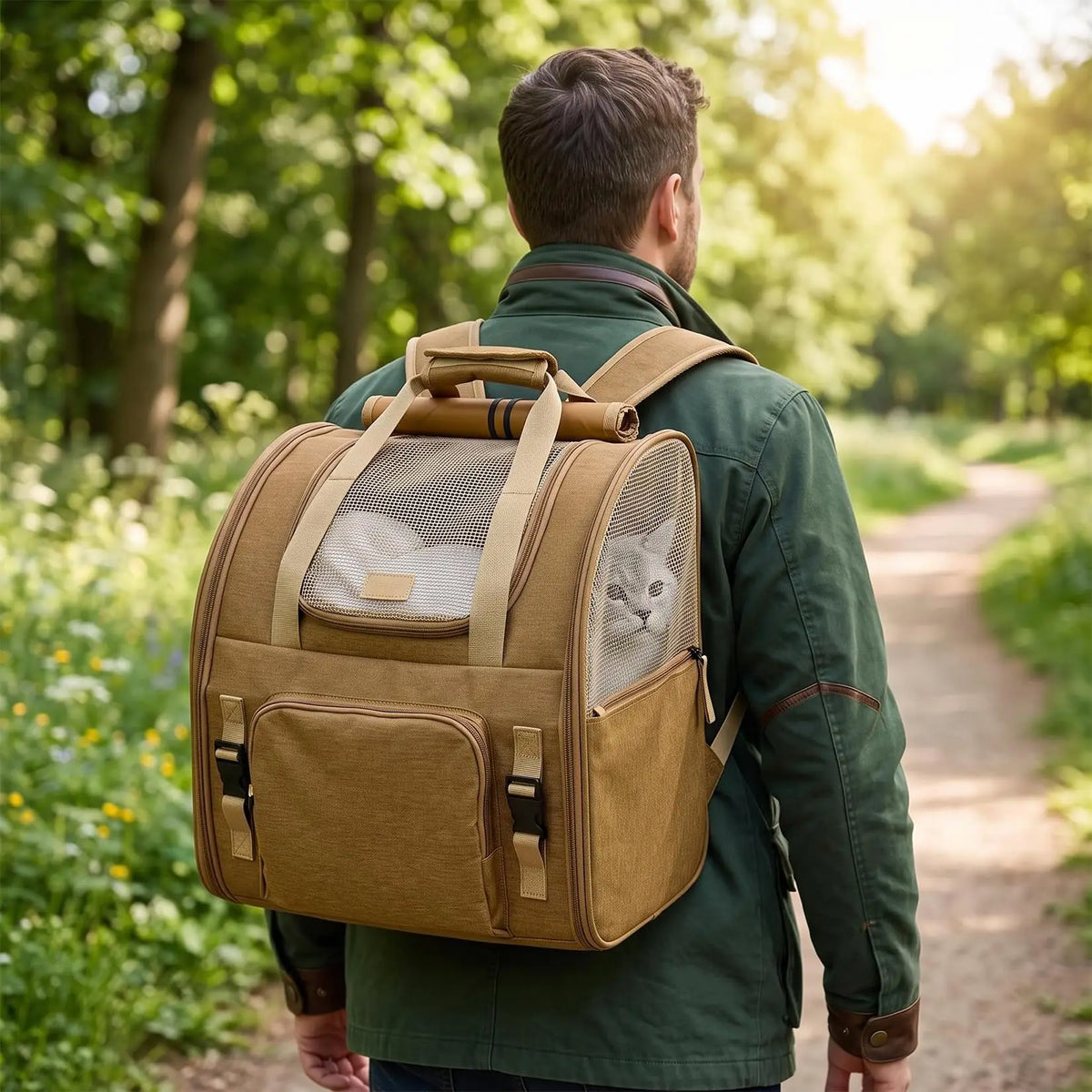 Compact Expandable Cat Carrier Backpack Breathable Nylon