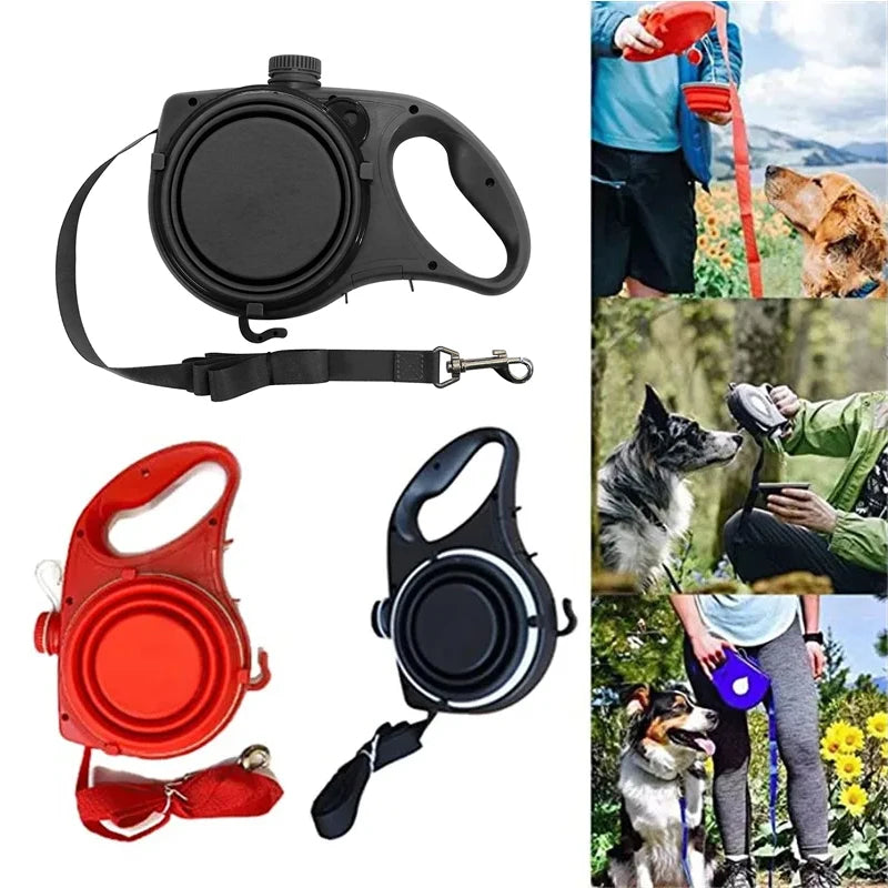 Essential Dog Leash For Walkers With Built In Water Bowl And Waste Bag Holder