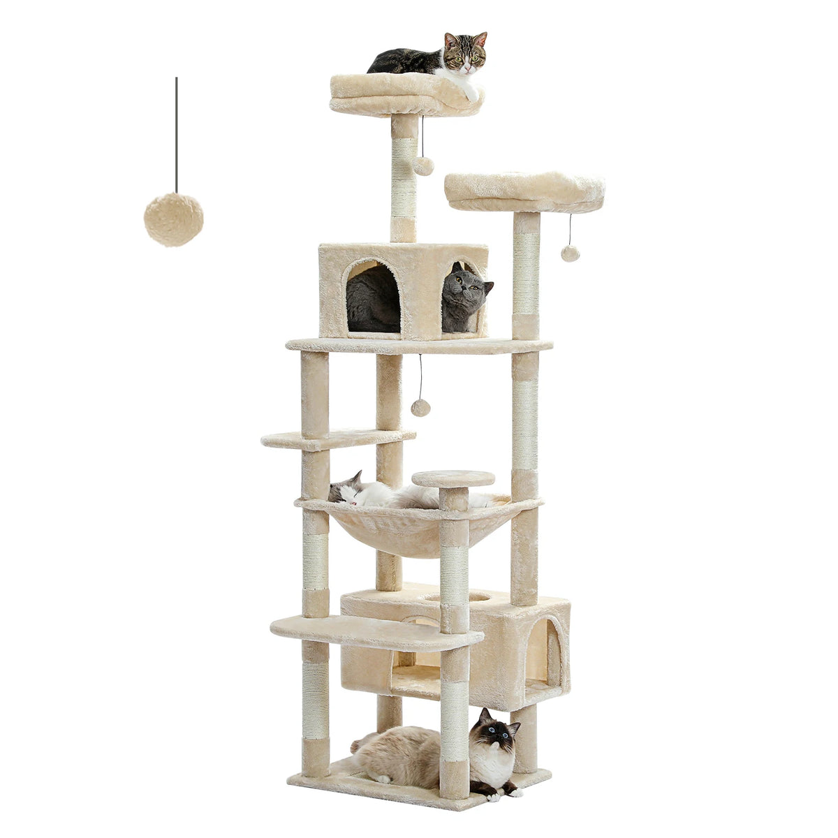 Pawz Road Premium Cat Tree With Sisal Posts And Hammock For Indoor Cats