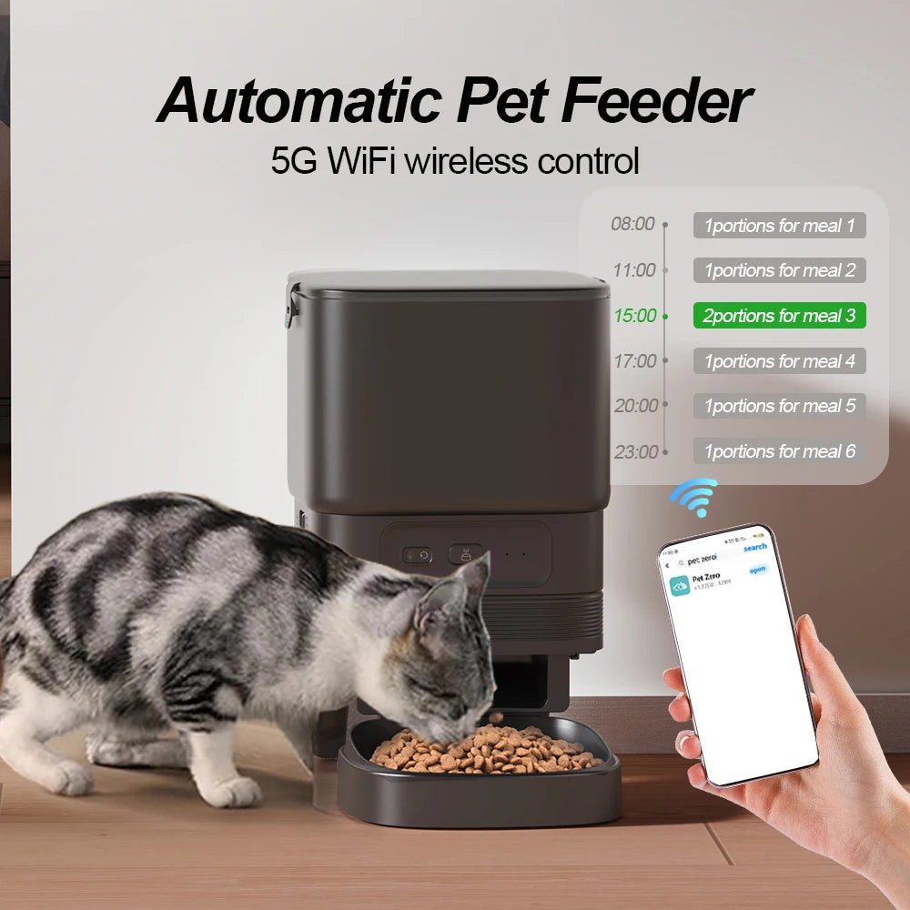 Nityers 4.5L Automatic Cat Feeder Voice Recorder Steel Bowl
