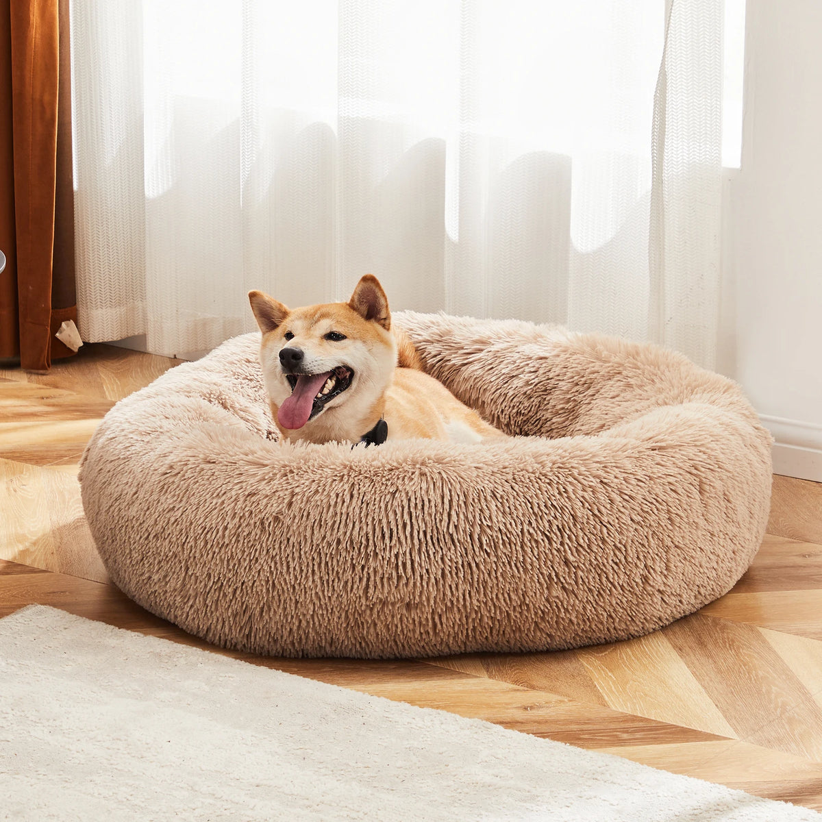 Jhk Calming Dog Bed Washable Anti Slip Faux Fur Medium Dogs
