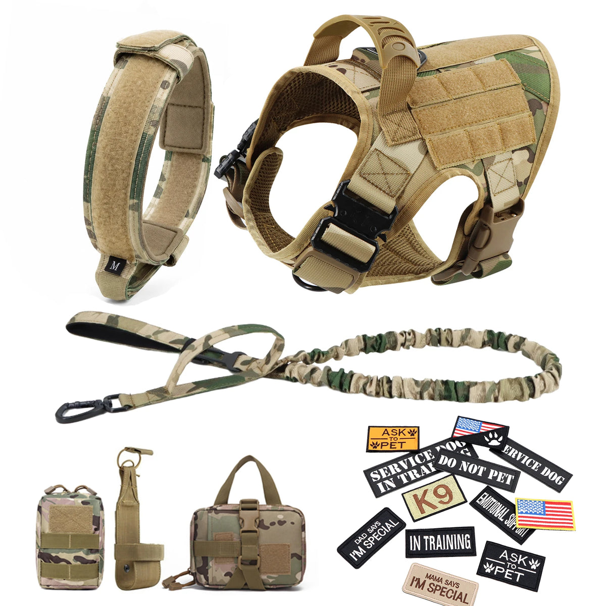 PetraVel Elite Padded Tactical Dog Harness Quick Release For Large K9 Training