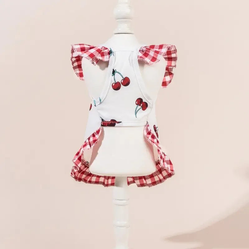 Adorable Printed Pet Dress With Bow For Puppies And Cats