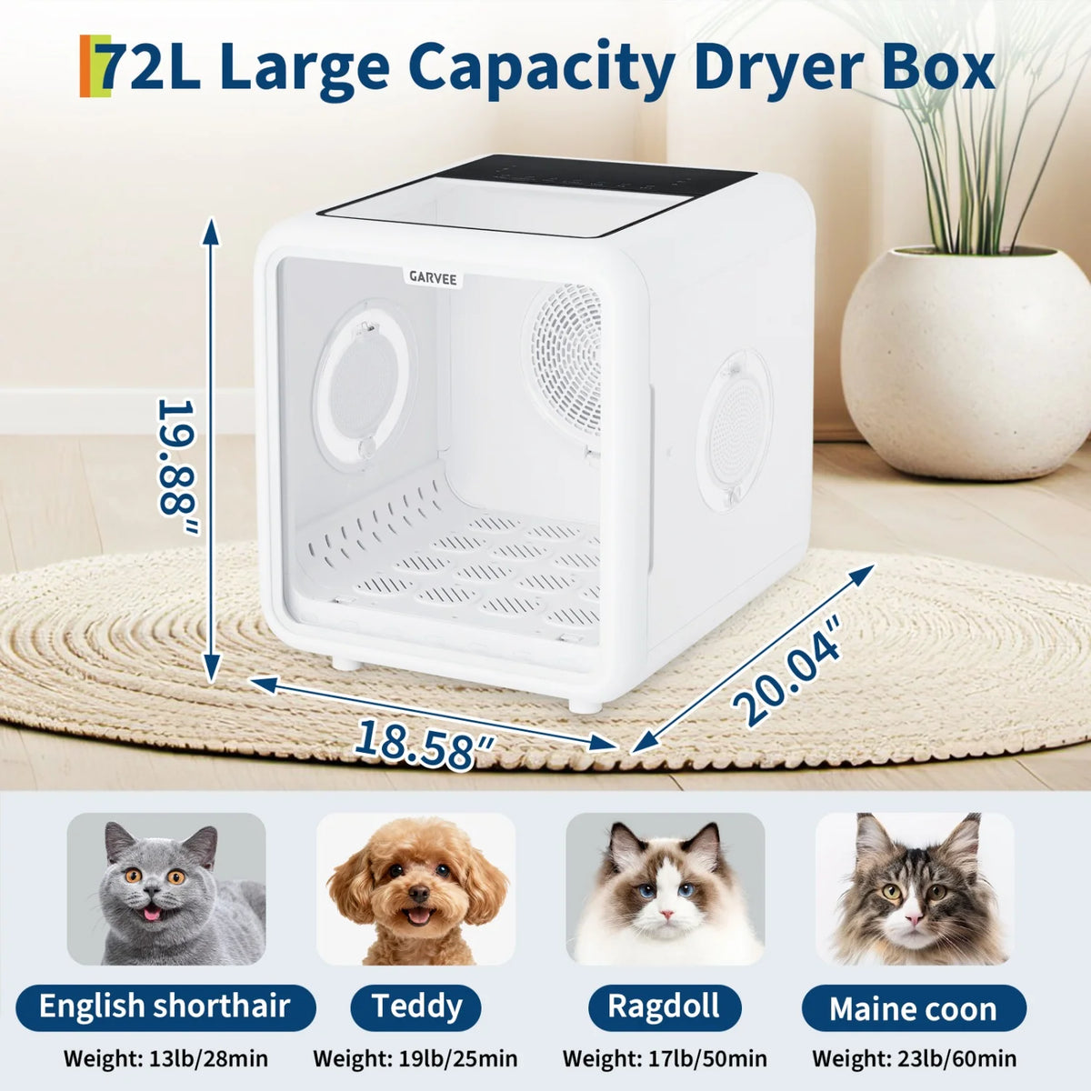 HiMISS Automatic Pet Drying Box With 360 Silent Airflow For Cats And Dogs