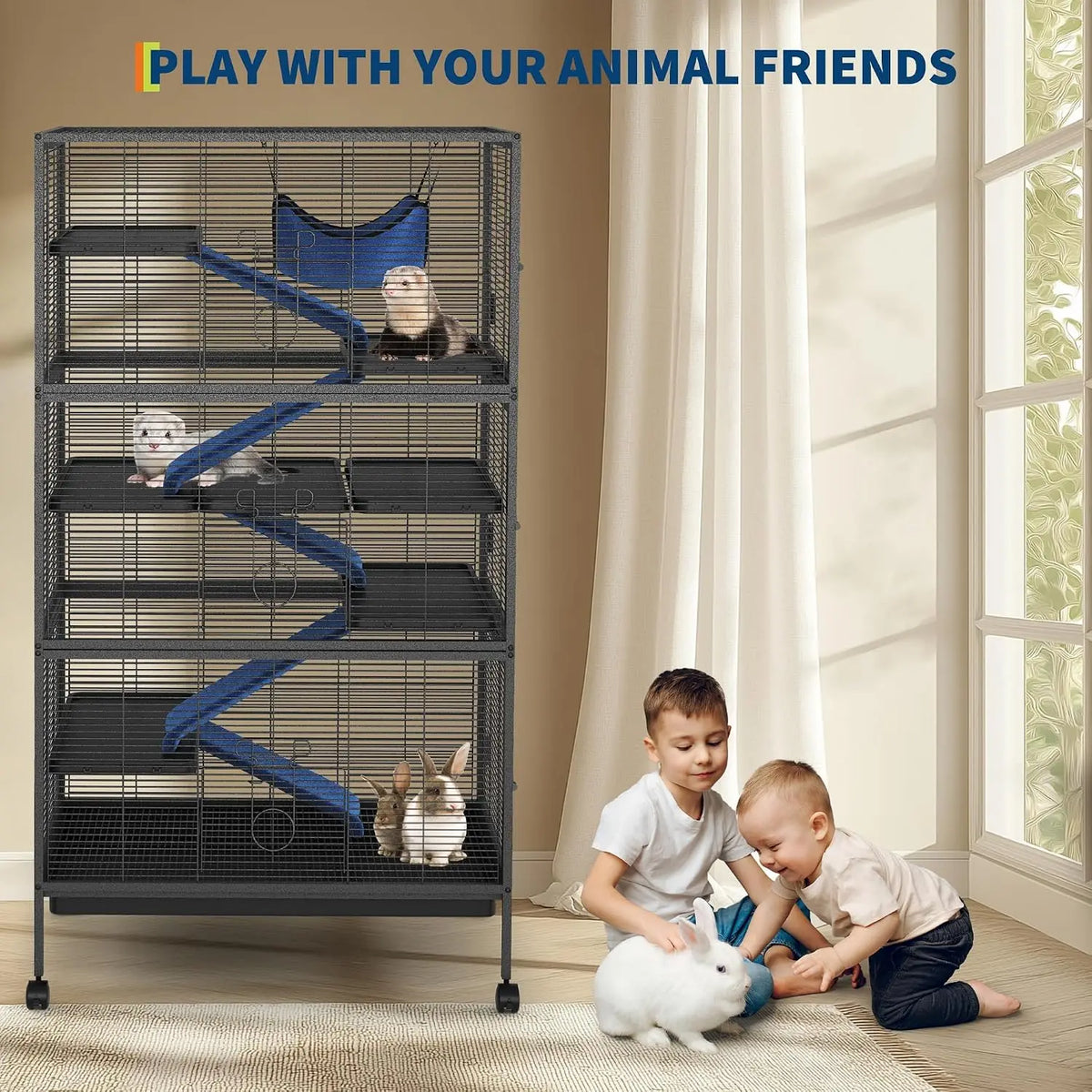 TwisterCk Durable Multi Level Small Pet Cage For Ferrets And Rodents