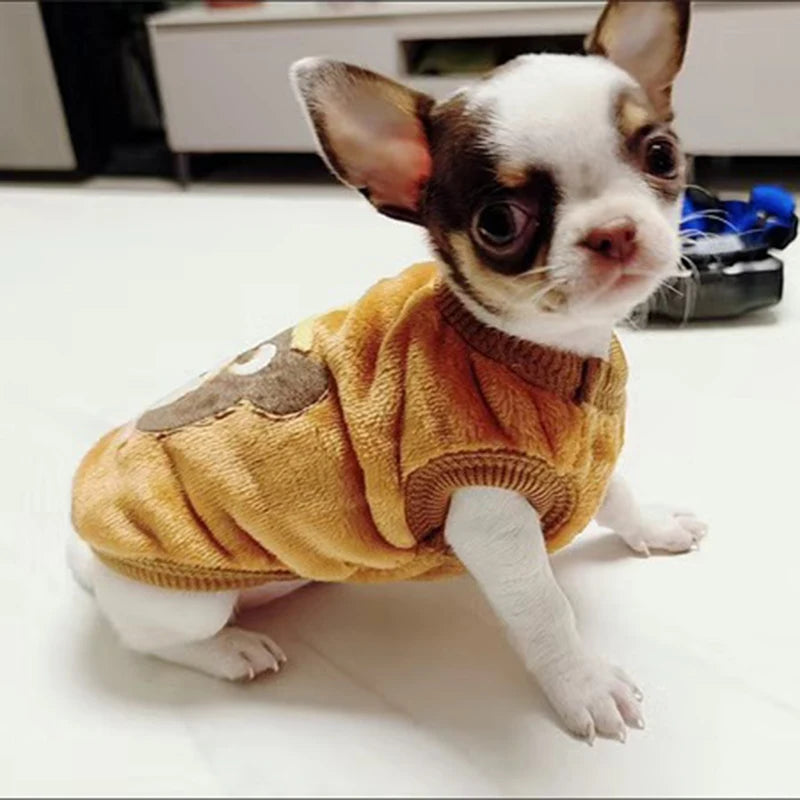 Snug Fleece Dog Sweater With Cheerful Tea Print For Pups