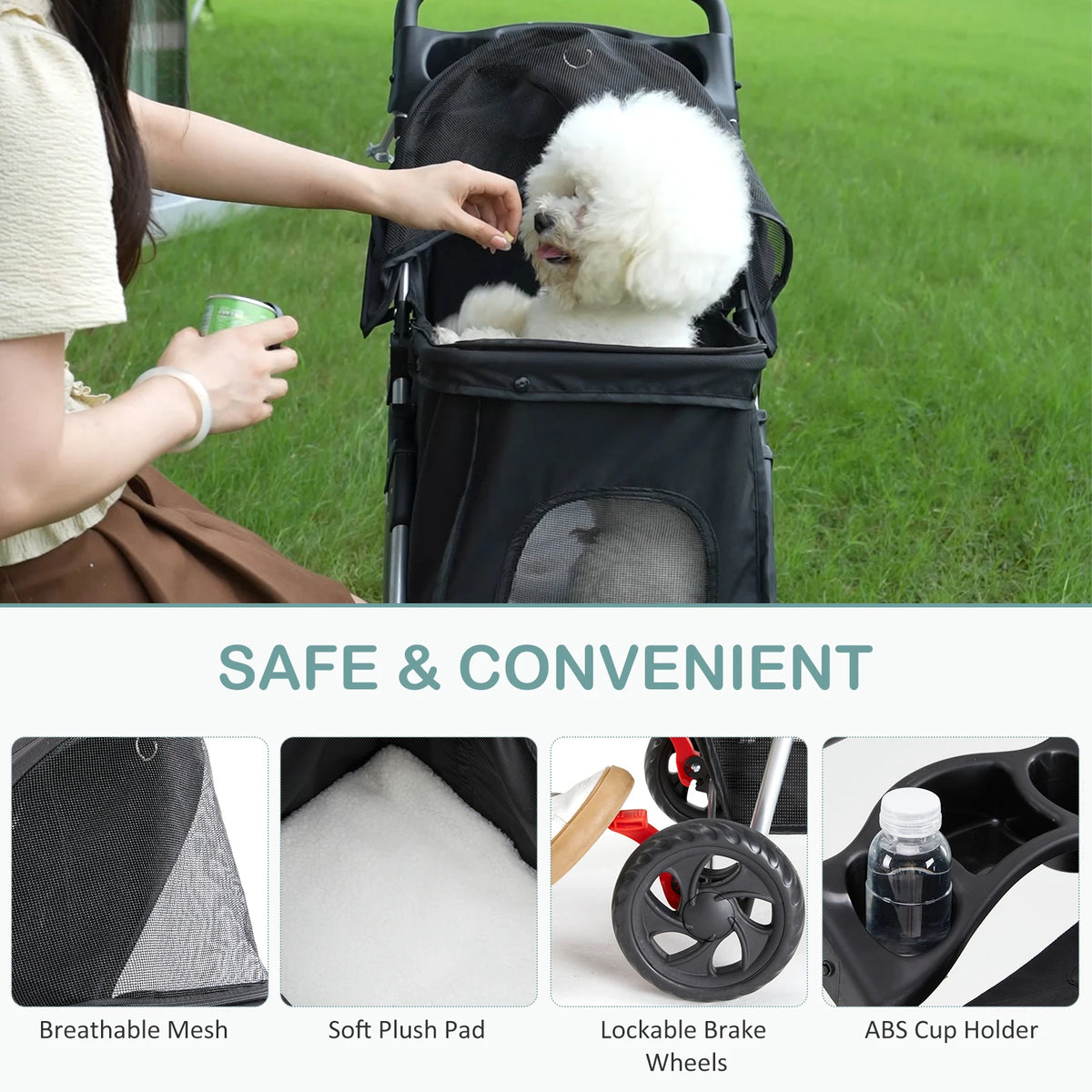 Dumos Ultimate Foldable Pet Stroller Small Dogs Smooth Glide