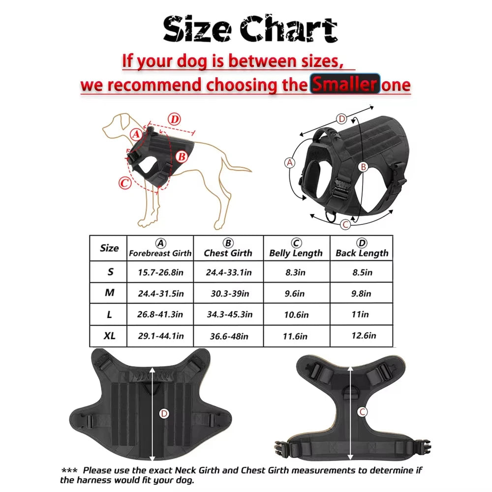 PetraVel Elite Padded Tactical Dog Harness Quick Release For Large K9 Training
