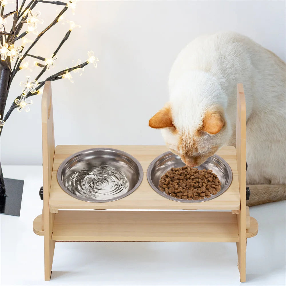 Height Adjustable Dog Bowl Feeder Steel Pin Leg Rack for Large Small Medium Pets