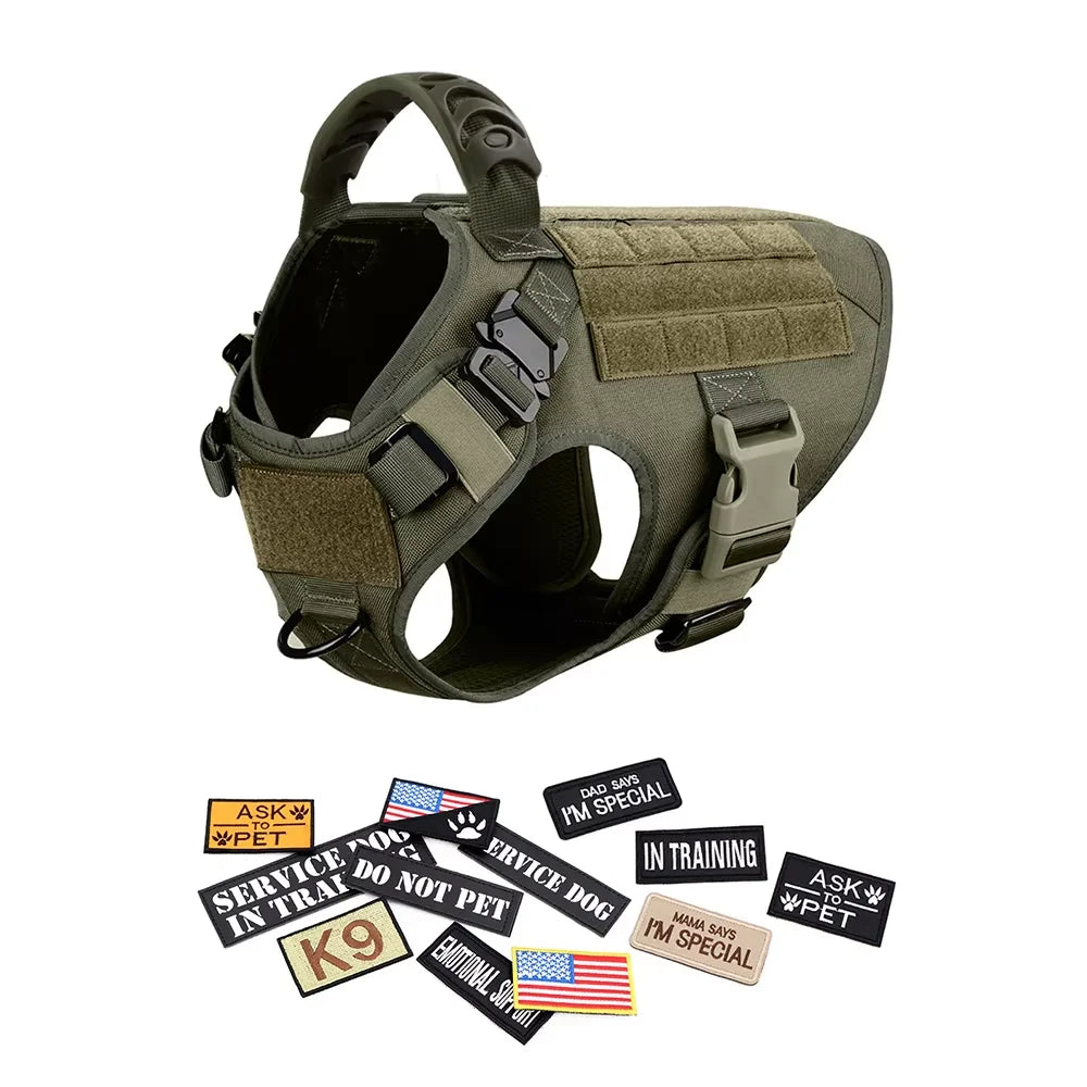 PetraVel Elite Padded Tactical Dog Harness Quick Release For Large K9 Training