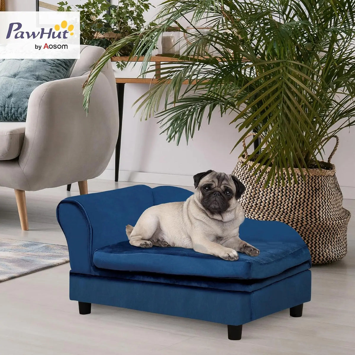 Stylish Pet Couch Featuring Integrated Storage And Soft Foam