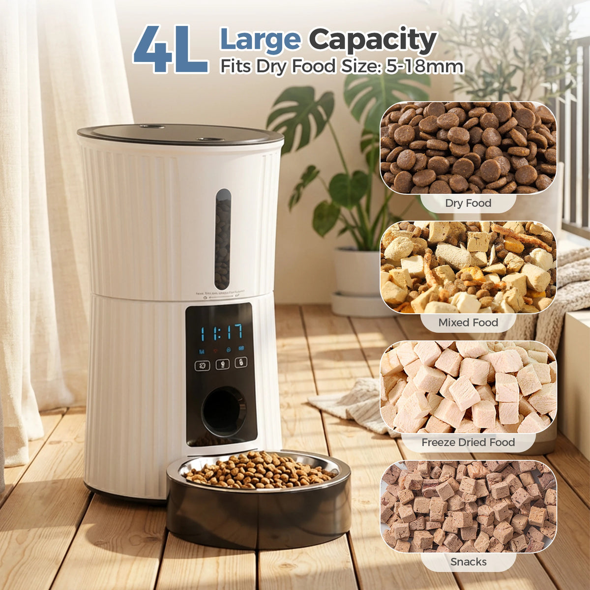 Smart 4L Automatic Cat Food Dispenser With Wifi App Control