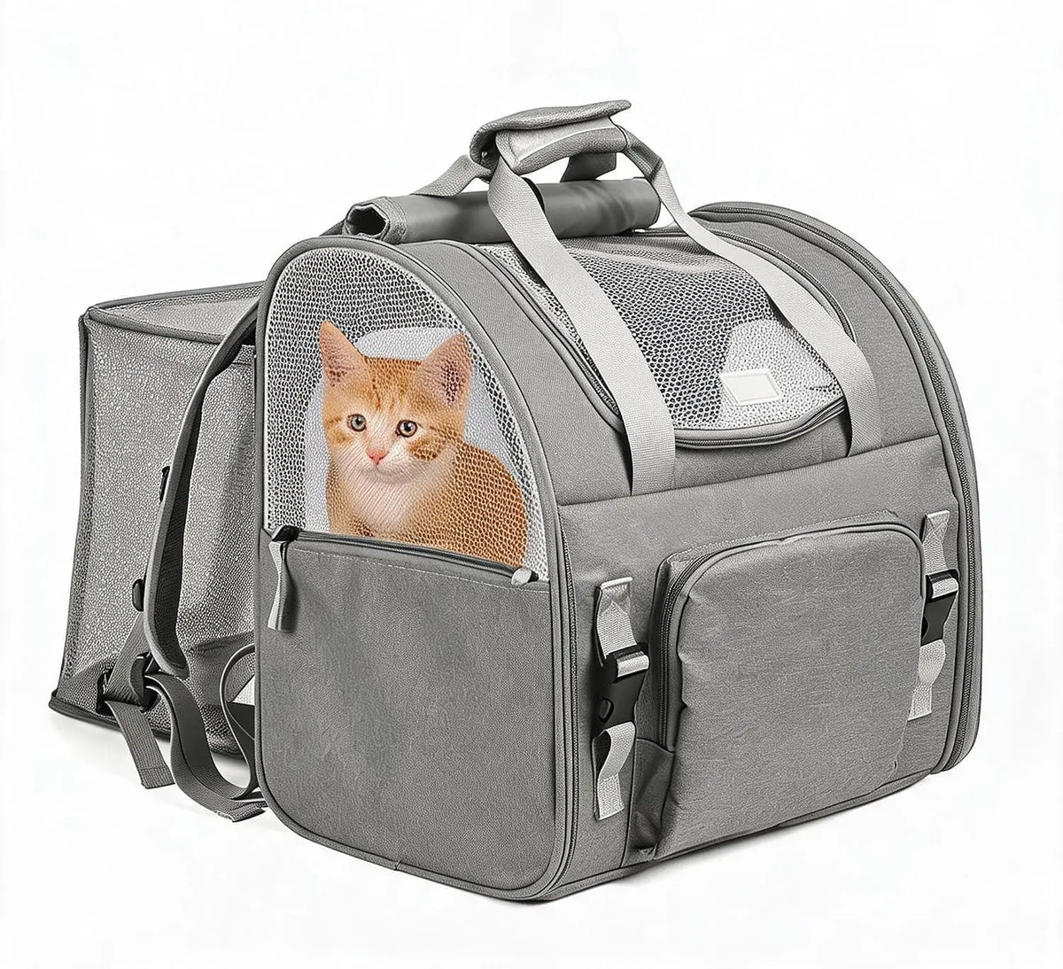 Compact Expandable Cat Carrier Backpack Breathable Nylon