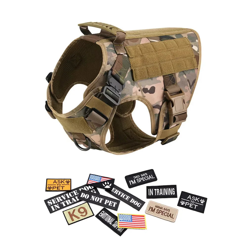 PetraVel Elite Padded Tactical Dog Harness Quick Release For Large K9 Training