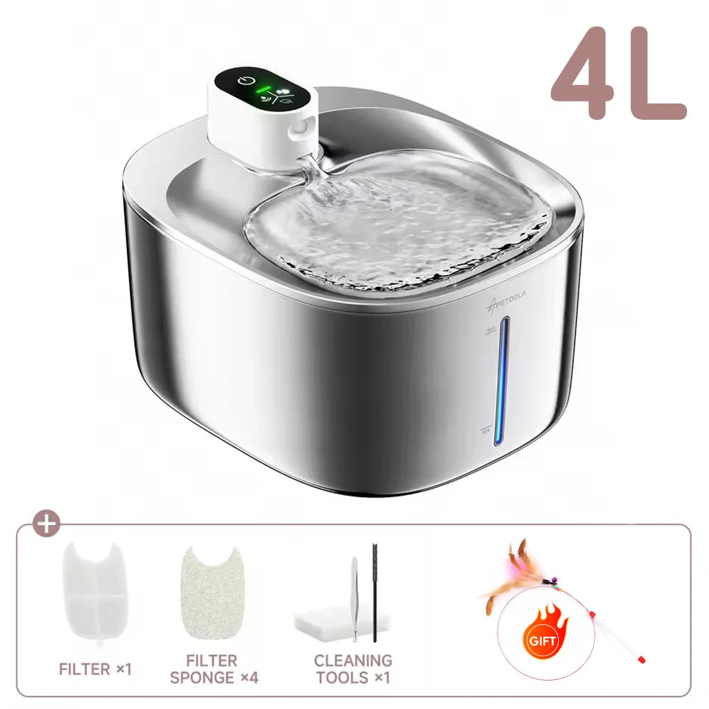 APETDOLA Pro Wireless Cat Dog Water Fountain Auto Sensor 4L