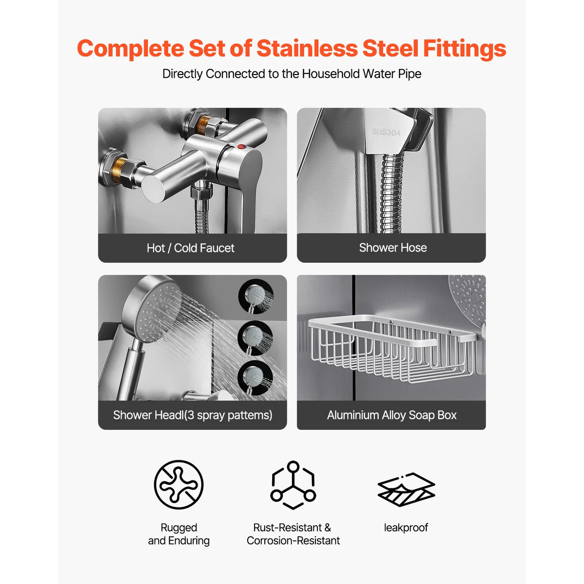 SucceBuy Stainless Steel Station Pet Tub w/ PE Water Faucet & Showerhead & Soap Bathtub to Large & Medium & Small Pets