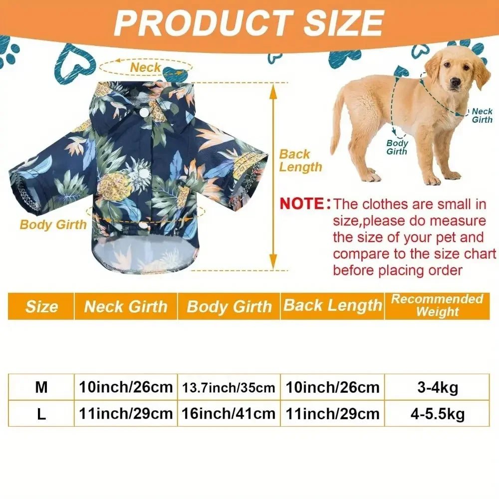 Tropical Hawaiian Floral Dog Shirts Breathable Summer Tees