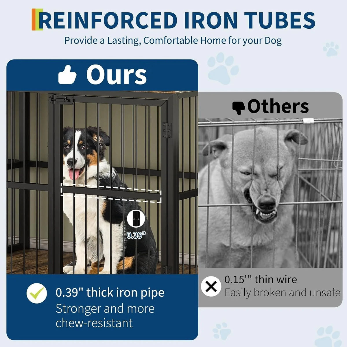 Elegant Dog Crate Furniture With Divider And Storage Top For Two Pets