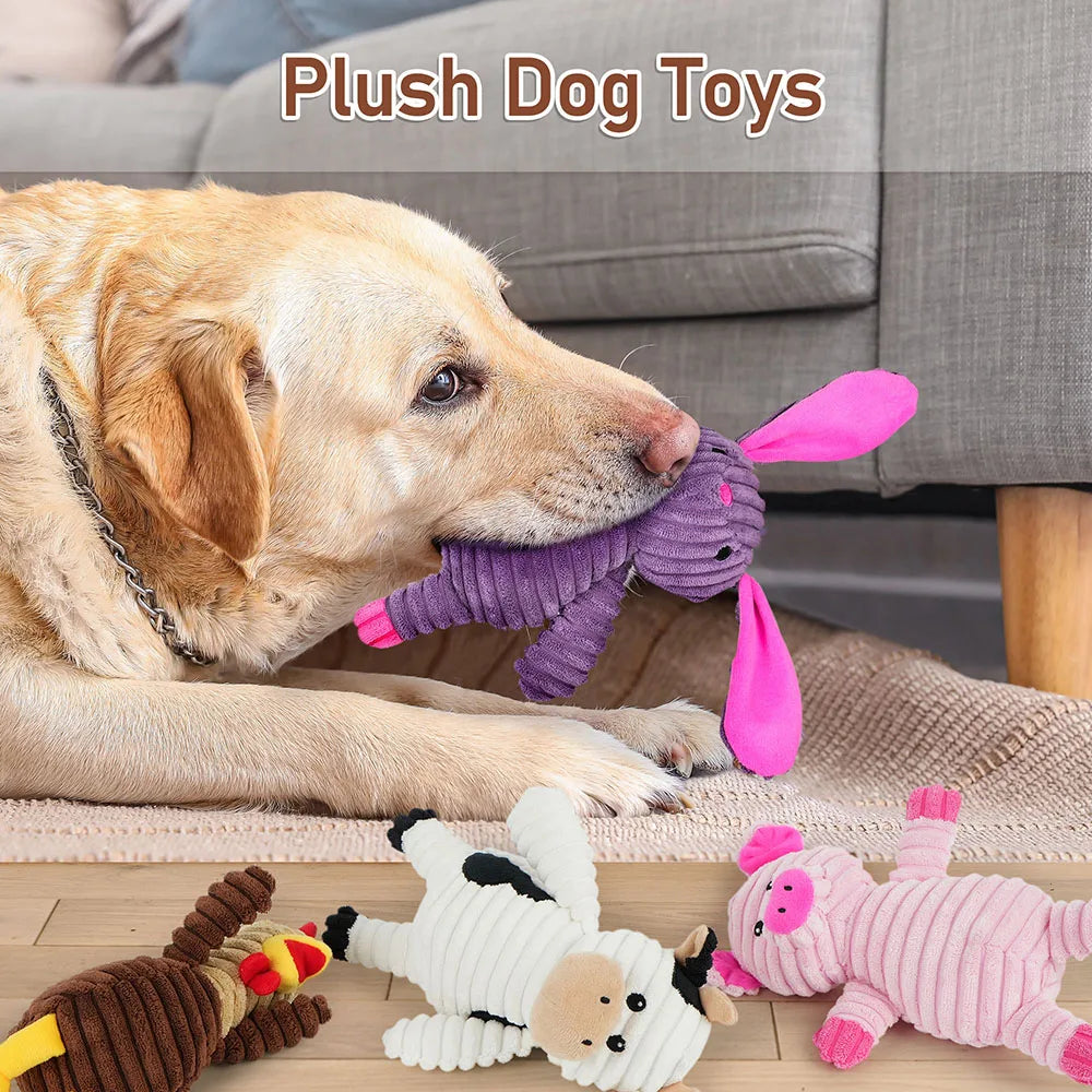 Plush Squeaky Dog Toys Assortment Bundle for Playful Pets