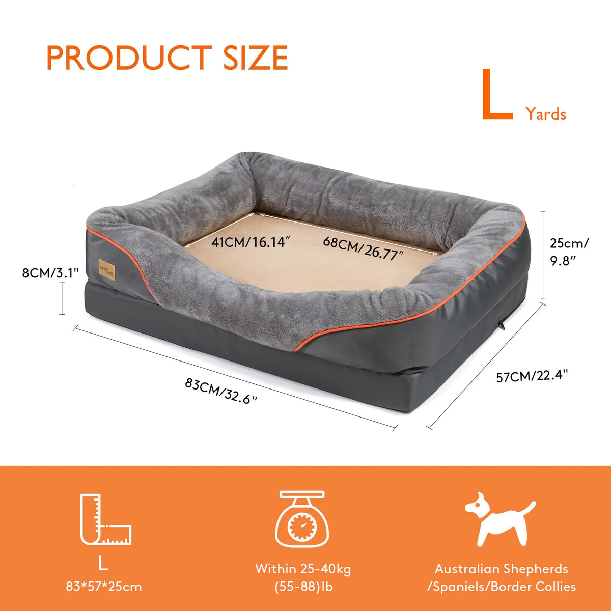 Bingopaw Large Dog Bed Ultra Soft Fleece Removable Washable Cover