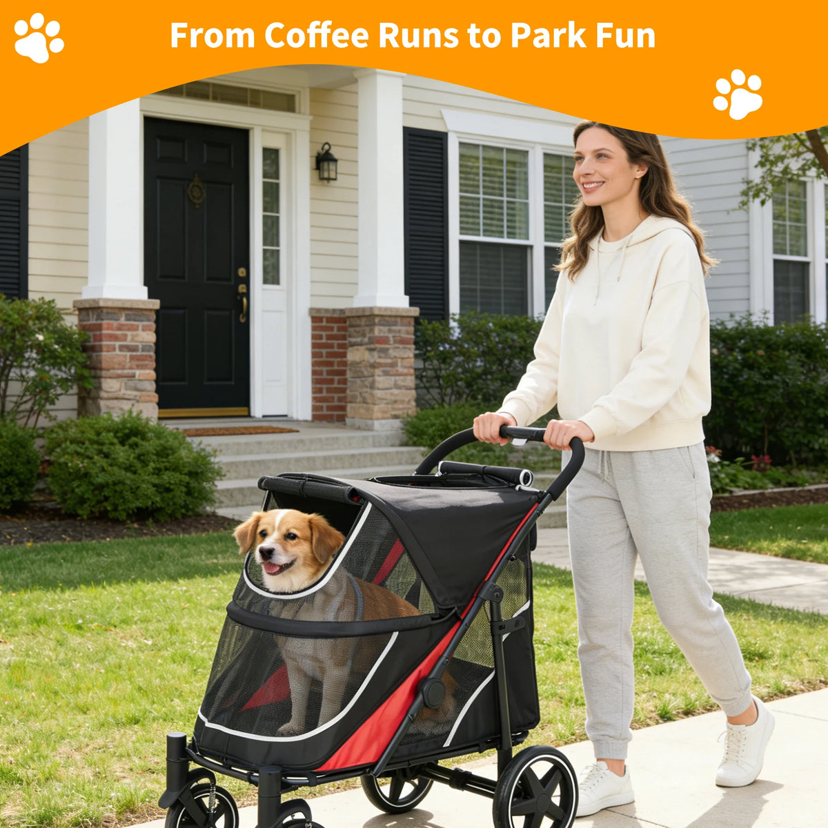 Spacious Dog Stroller For Large Pets With Ventilated Top And Easy Handling