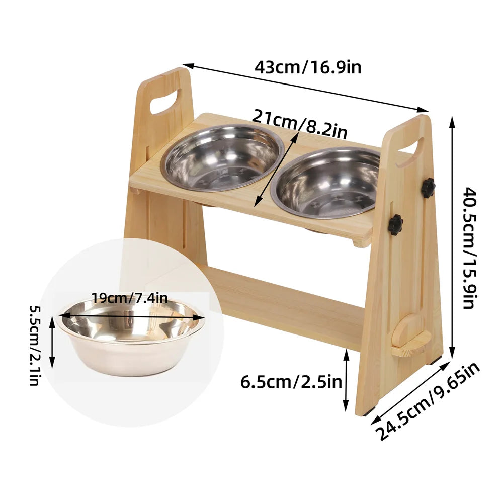 Height Adjustable Dog Bowl Feeder Steel Pin Leg Rack for Large Small Medium Pets