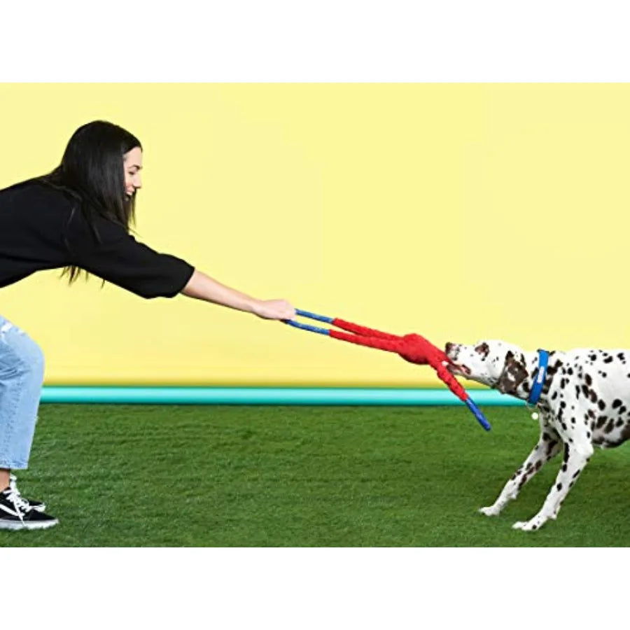 RopeTugz Squeaky Dog Tug Rope Toy for Interactive Play