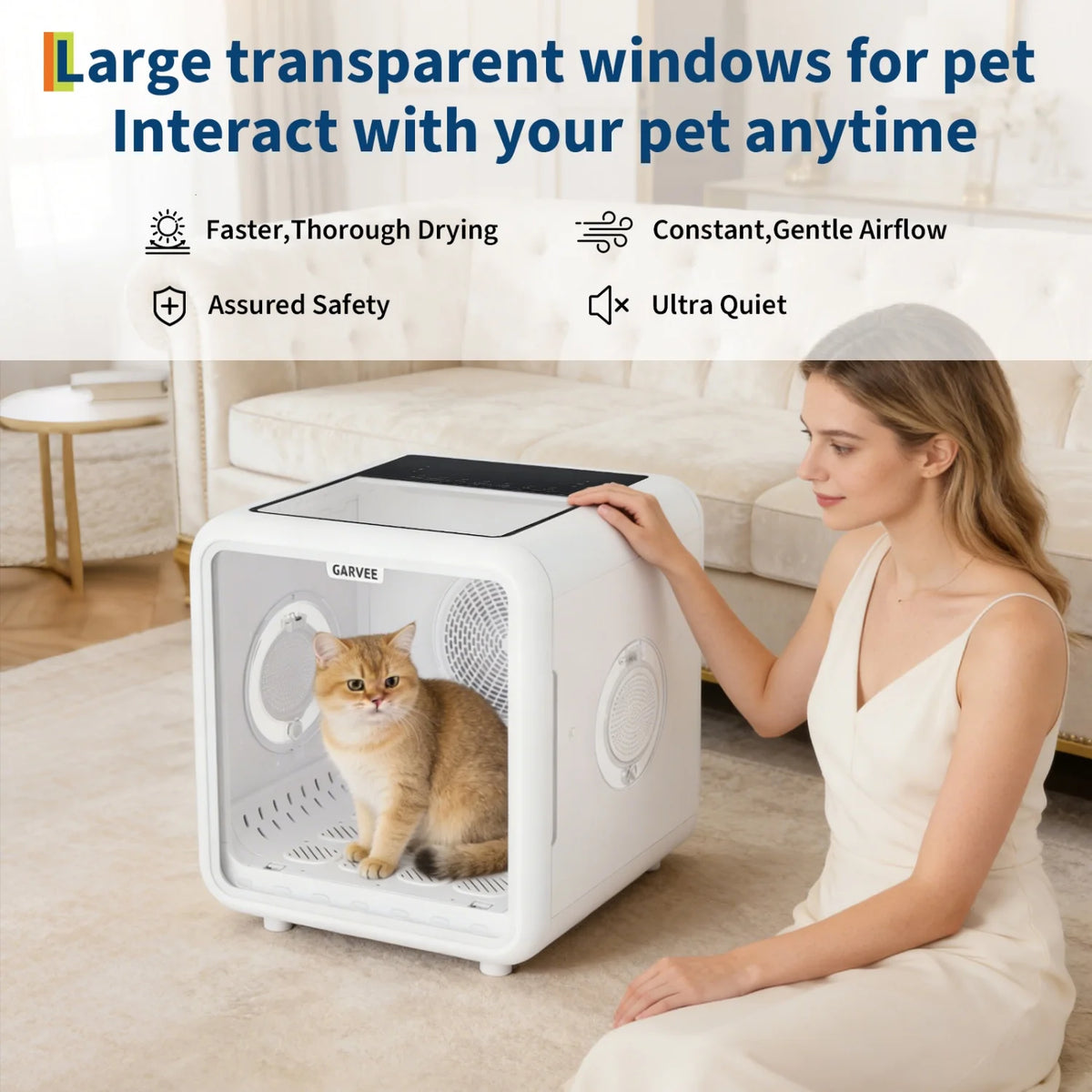 HiMISS Automatic Pet Drying Box With 360 Silent Airflow For Cats And Dogs