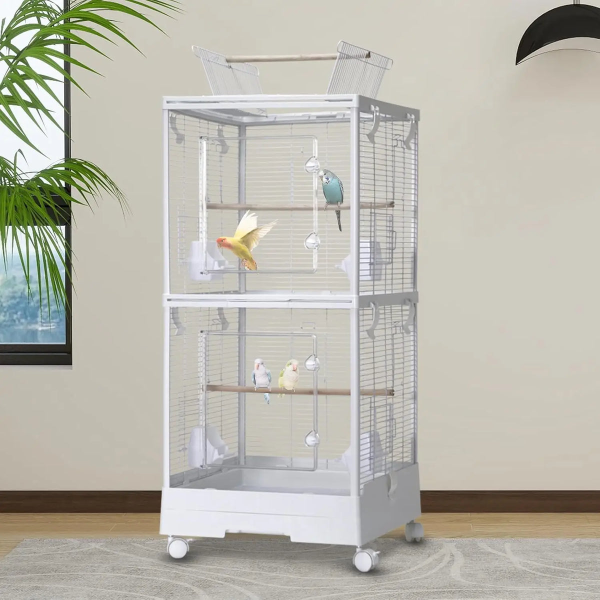 HiMISS Premium Bird Cage With 3in1 Split Design Rolling Stand For Small Birds