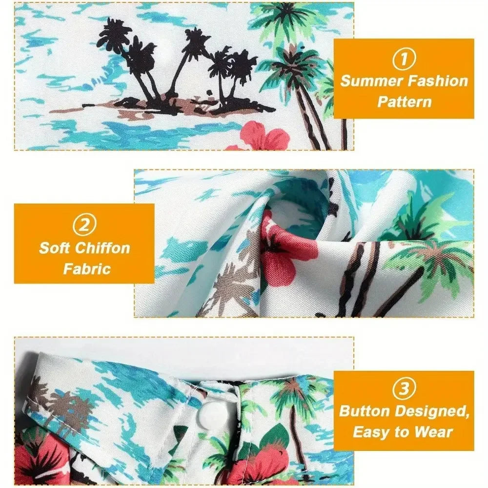 Tropical Hawaiian Floral Dog Shirts Breathable Summer Tees