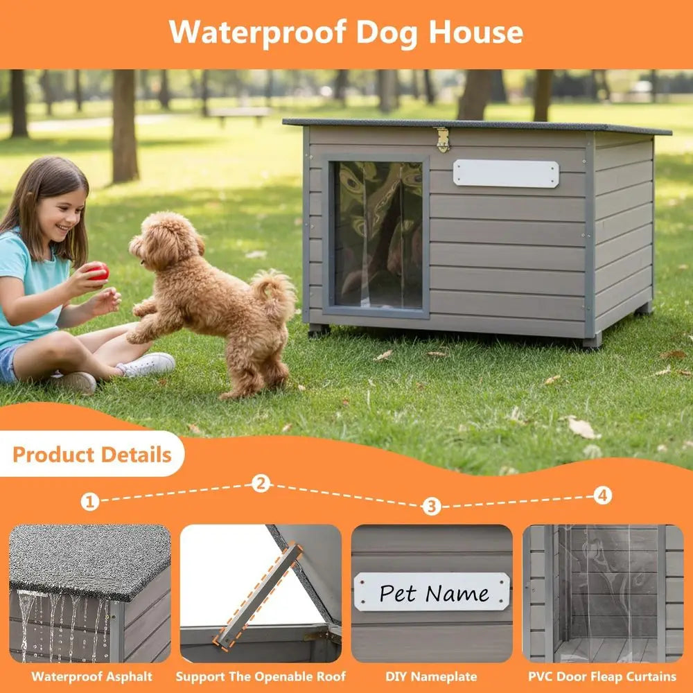 Anti Chew Solid Wood Dog House Weather Kennel Small Dogs