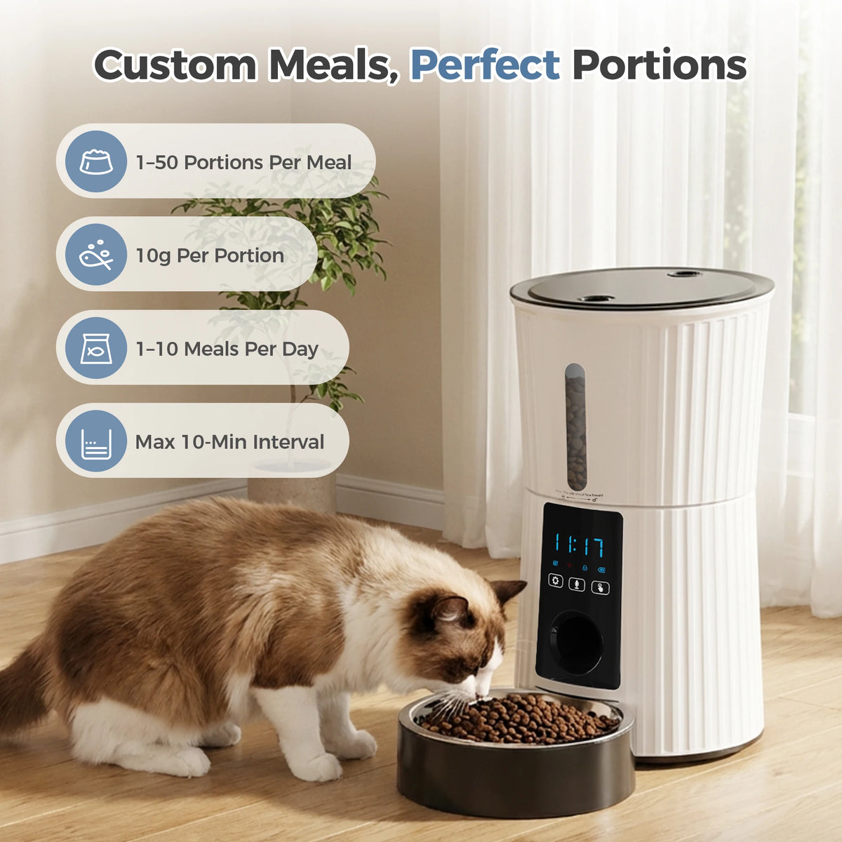 Smart 4L Automatic Cat Food Dispenser With Wifi App Control