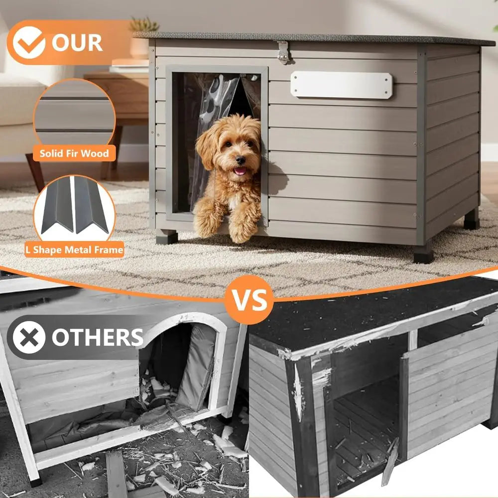Anti Chew Solid Wood Dog House Weather Kennel Small Dogs