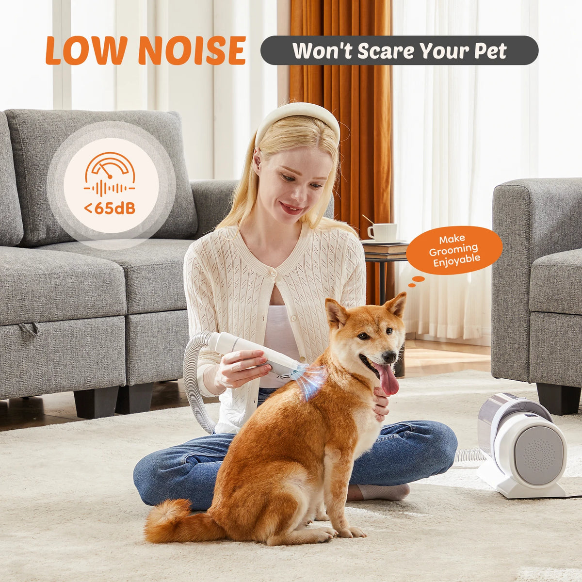 Sweetcrispy Pet Grooming Vacuum Trimmer Kit Low Noise