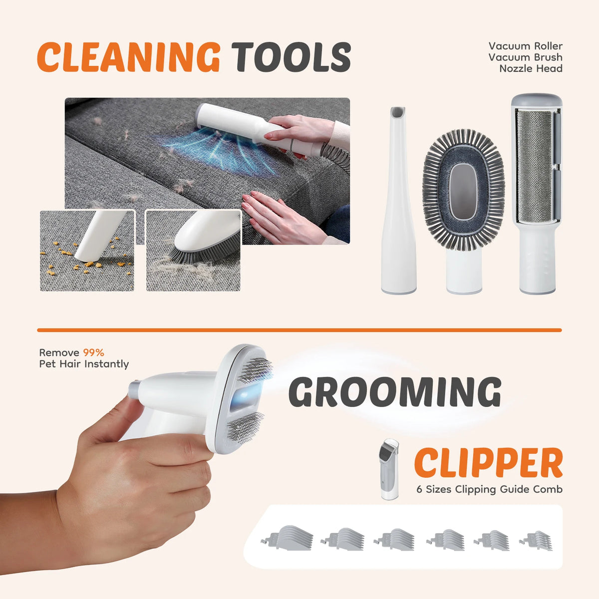 Sweetcrispy Pet Grooming Vacuum Trimmer Kit Low Noise